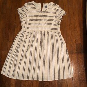Old navy linen blue and white dress